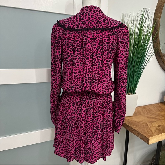 Zadig & Voltaire Reveal Leopard Print Mini Dress Framboise Pink Small Coquette - Picture 9 of 9